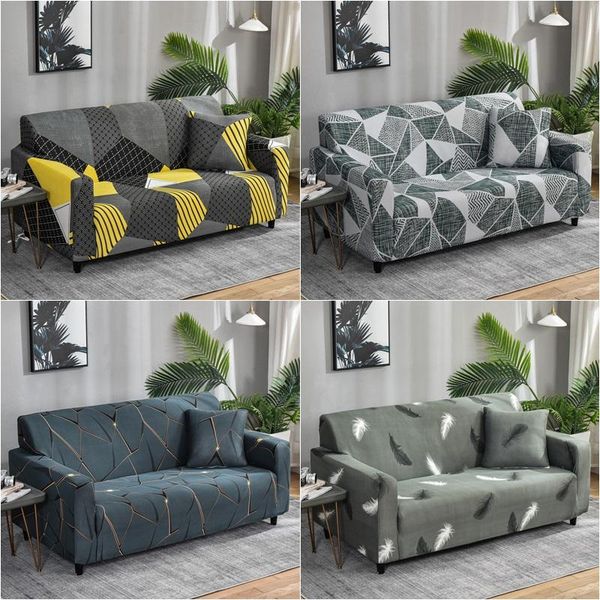 

chair covers 1/2/3/4 seater geometric feather sofa elastic slipcovers stretch all-inclusive couch cover furniture protector