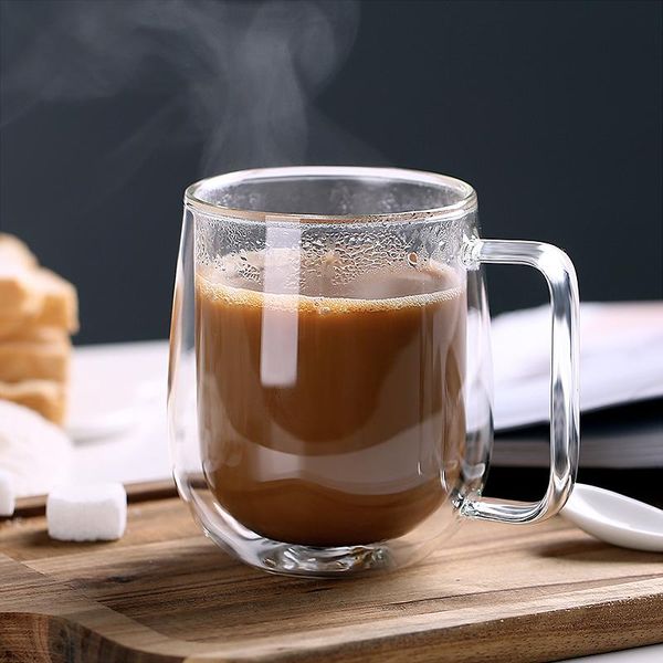 

1pcs double wall glass cup beer coffee heart cups heat resistant healthy drink mug tea mugs transparent drinkware drop wine glasses