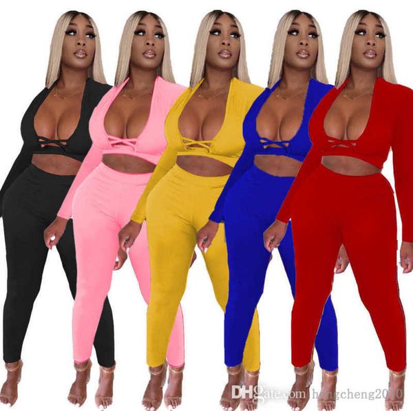 

women designer tracksuits 2 piece pants sets solid color cross cut leisure long sleeve leggings outfits fashion plus size clothes 721, Gray