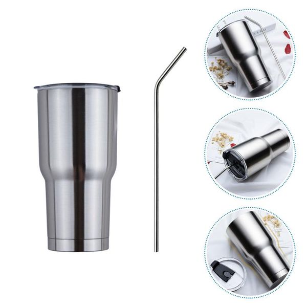 

water bottles 1 set stainless steel cup portable thermal heat insulation (silver)