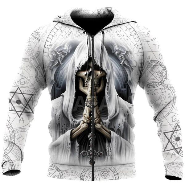 

men's hoodies & sweatshirts god of death skull viking 3d all print plus hoodie man women harajuku outwear zipper pullover sweatshirt ca, Black