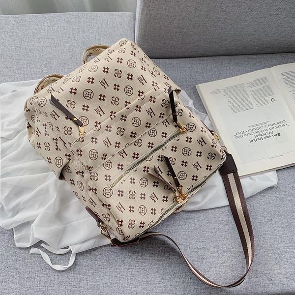 

backpack wave fashion trend wild casual soft leather large capacity ladies