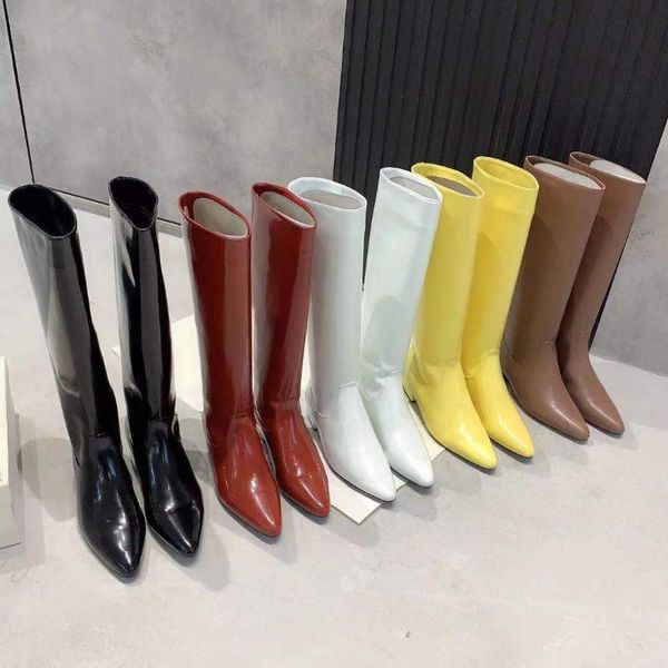 

boots women knee high pointed toe flats ladies knight multi-colored shoes riding slip on genuine leather zapatos de mujer, Black