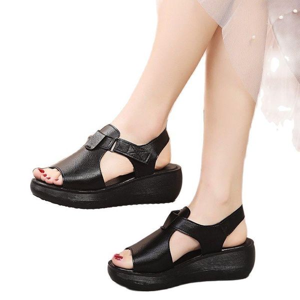

fashion thick-soled sandal casual soft-soled fish mouth women's sandals, Black