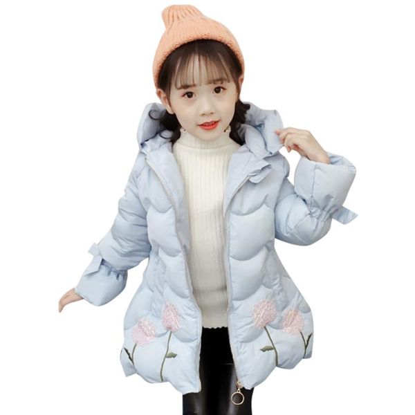 

jackets girls long parka outerwear thick warm girl coats kids cotton padded children's winter clothes 6 8 10 12 14, Blue;gray