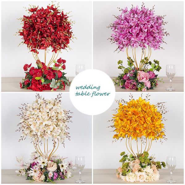 

decorative flowers & wreaths wedding props table wrought iron artificial welcome po ornaments stage road lead fake flower deco