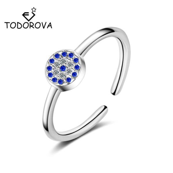

cluster rings todorova lucky eye for women adjustable blue cubic zirconia cz turkish evil wedding engagement jewelry, Golden;silver