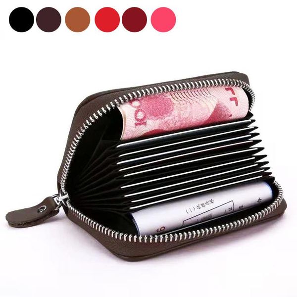 

card holders luxury holder bag function zipper coin purse male female leather case wallet men, Brown;gray
