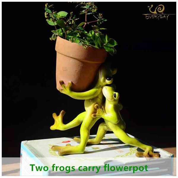 Alltagskollektion Home Decor Mini Blumentopf Fairy Garten Tier Frosch Succulent Topf Outdoor Decoration Clay Blumentopf 210922