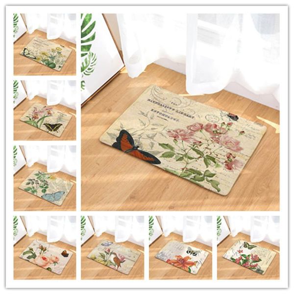

home decoration thermal transfer flannel floor flower series digital printing foot pad kitchen absorbent non-slip mat carpets