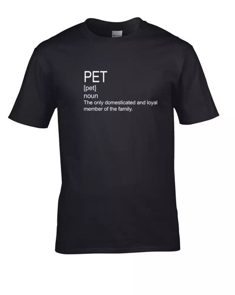 

pet definition- loyal member of the family men's t-shirt, White;black