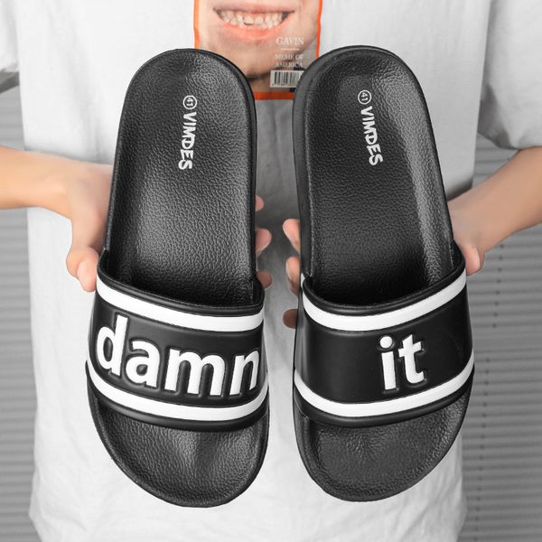 

men slippers big sizes casual summer beach sandals home indoor trend slides, Black