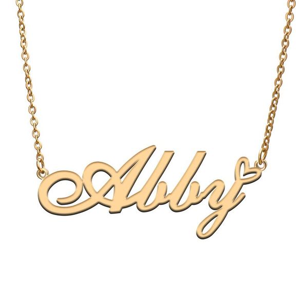 

pendant necklaces love heart abby name necklace personalized women stainless steel gold & silver nameplate femme mother child girls gift