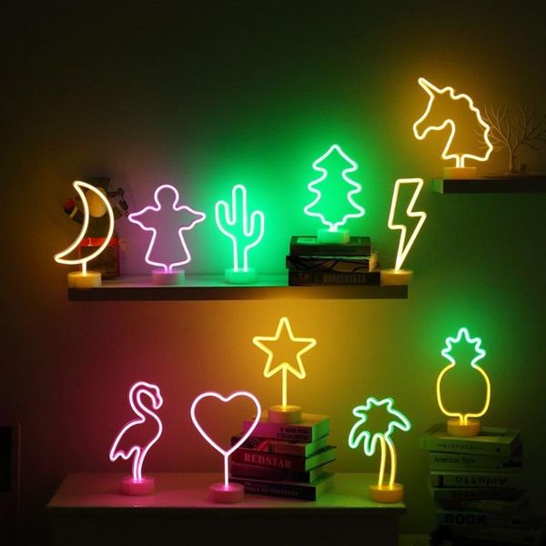 

modules led neon lights with flamingo angel decoration rainbow love christmas tree holiday modeling dual-use