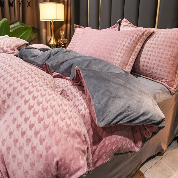 

bedding sets velvet set king size thick luxury fluffy plush crystal warm duvet cover  embroidery bed sheet