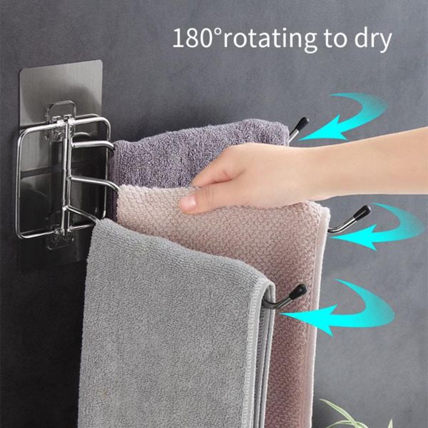 

towel racks wall mounted rotating holder adjustable rack bathroom kitchen storage hanger hanging bar shelf accessories