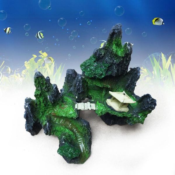 

mountain view aquarium ornament tree rock cave stone fish tank decoration decor resin craft rockery landscaping a pjw decorations