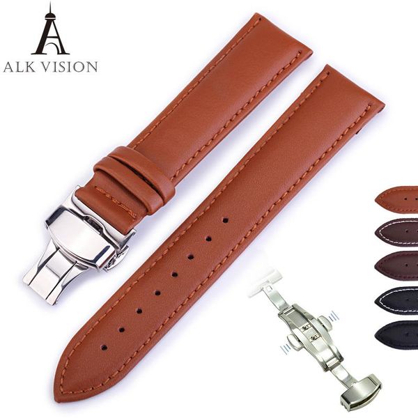 

watch bands alk band bracelet multicolors strap pin buckle watchband belt accessories cow leather vintage brown 18mm 20mm 22mm 24mm, Black;brown