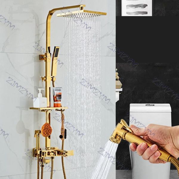 

bathroom shower sets gold faucet set cold /constant temperature bathtub four-speed mixer tap rainfall bath system