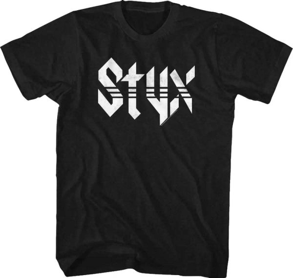 

Styx White Logo T Shirt Mens Licensed Rock N Roll Music Band Tee Retro New Black, White;black