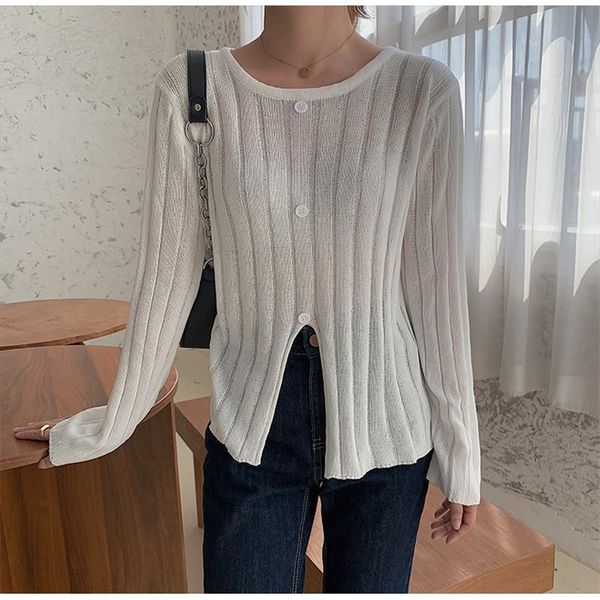 

women's sweaters 2021 autumn women female knitted pullover solid o-neck split all match elegant fashion sweet office lady casual, White;black