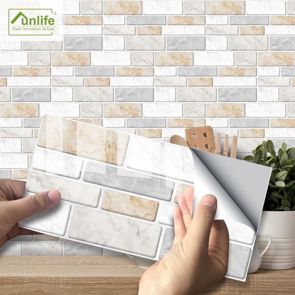 

wall stickers funlife original design waterproof pvc 20x10cm warm marble peel&stick and tile sticker for bathroom kitchen's decors