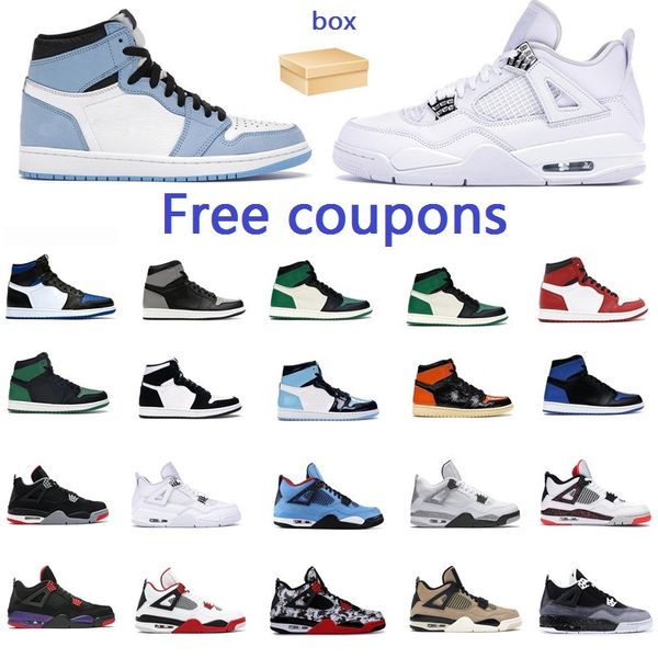 

Top Quality Jumpman 1 Womens Mens Basketball Shoes 4s Sail White Oreo University Blue Taupe Haze Trainers Desert Moss Black Cat Court Purple Sneakers Big Size US 13, Shoelaces