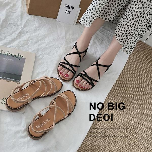 

sandals shoes women slippers fashion summer 2021 flat heel red sandales femmes sandalias, Black