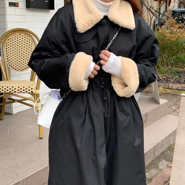 

winter coat women oversize fashion cashmere wool outerwear female long thickening warm woolen overcoat womens trench coats 210417, Black;brown