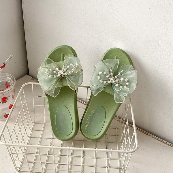 

female shoes ladies' slippers butterfly-knot med platform luxury slides 2021 flat designer summer pu house sl, Black