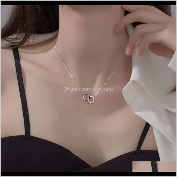 

pendant necklaces & jewelry drop delivery 2021 pendants simple and luxurious double ring pure sier necklace womens minority design rxej4, Silver