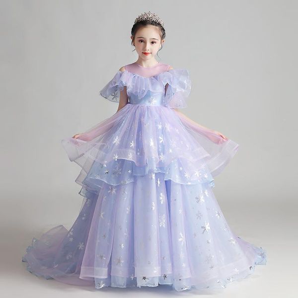 

girl's dresses flower girl tulle 2021 fashion o-neck appliques sequins princess ball gown for wedding brithday party kids prom, Red;yellow