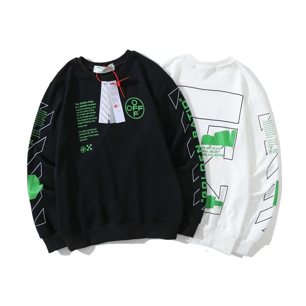 

off style fashion brand white loose round neck sweater, Black