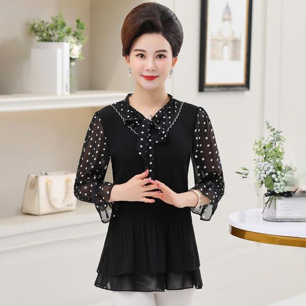 

women's blouses & shirts leopard chiffon shirt women summer pullovers 2021 fashion plus size l-5xl middle age mother, White