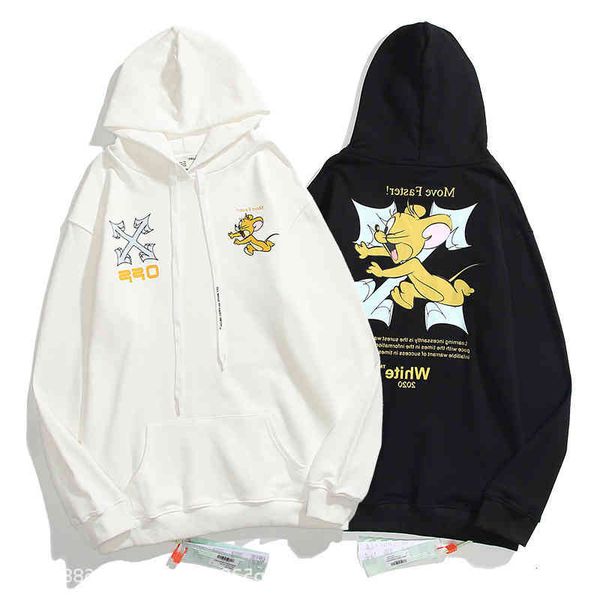 

new off cartoon cat and mouse jerry hoodie in autumn winter 2021, Black