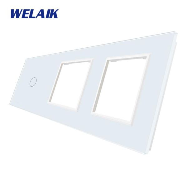 

smart home control welaik-1 brand eu 3frame 1gang+2square hole glass panel crystal only not touch switch a39188w1