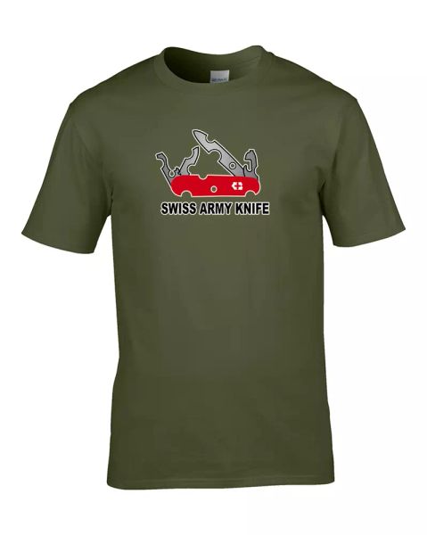 

swiss cheese army knife - cheese loving military parody t shirt, White;black