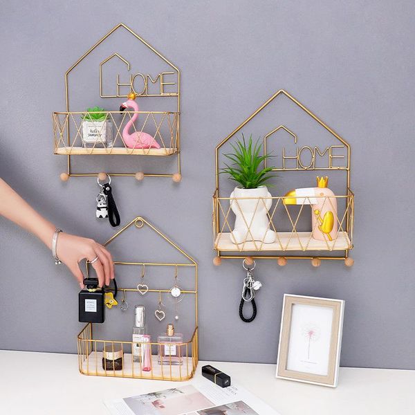 

other home decor creative iron gold storage racks hanging bathroom collecting shelf house rack display craft shelves wall decaration