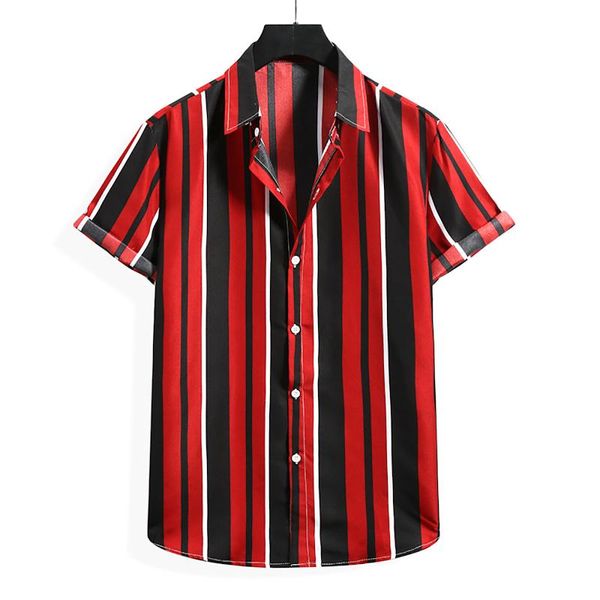

men's casual shirts 2021 summer mens striped short sleeve quick dry breathable plus size soft sweat-absorbent beach for men, White;black