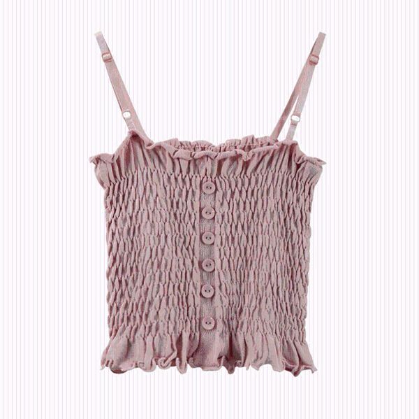 

women's tanks & camis purple flounce hem knitted cute crop buttons camisole ladies sleveeless spaghetti for women, White