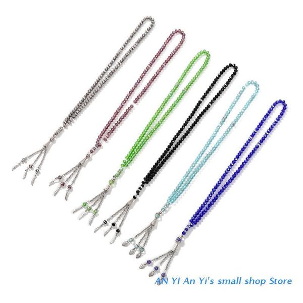 

pendant necklaces beaded chain muslim prayer beads round bead scriptures worship supply for adult, Silver