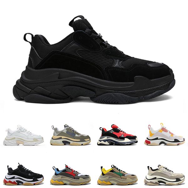 

triple s sneaker all black 17fw platform casual shoes men women white blue red green yellow bred mens trainer sneakers, White;red