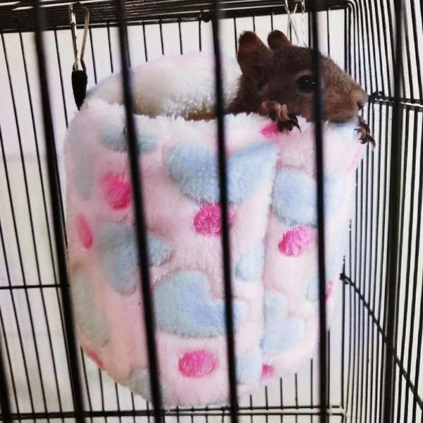 

warm winter hamster nest squirrel parrot bird hammock small pet hanging sleeping bag wooden barrel shape two-color animal supplies