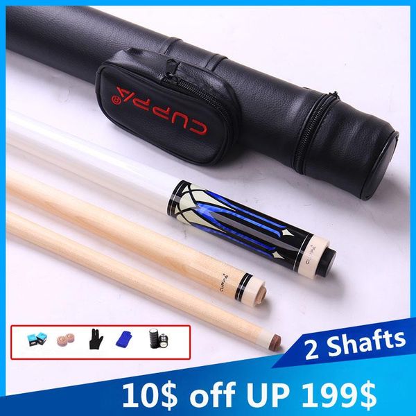 

cushion billiard cue stick with 2 shafts black pool case set chalk,glove cues