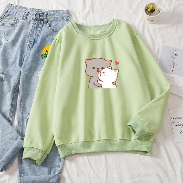 

women's hoodies & sweatshirts kawaii women cute for teen girls femme cotton winter cartoon bear oversized jumper korean clothes, Black