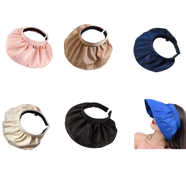 

wide brim hats foldable no cap roll up sun visor hat headband open uv protection baseball beach hiking sports 2021, Blue;gray