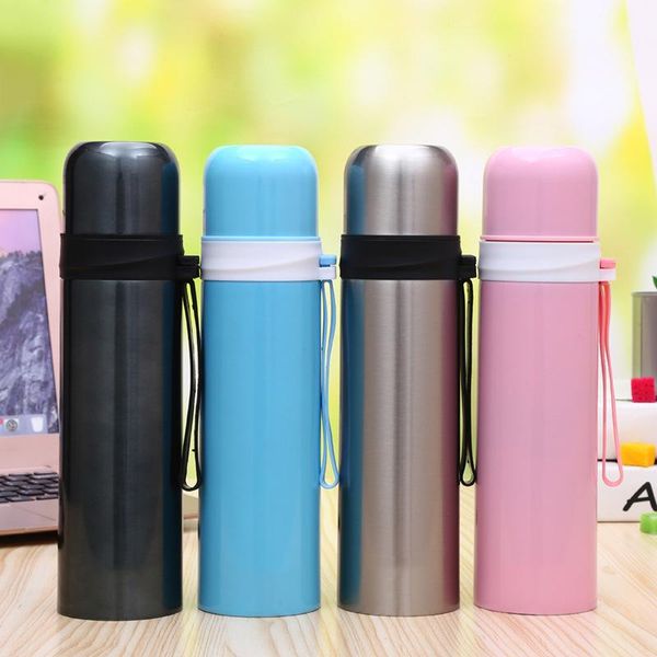

water bottles 500ml creative simple practical plastic circle head portable quality stainless steel vacuum flask fashion gift cup