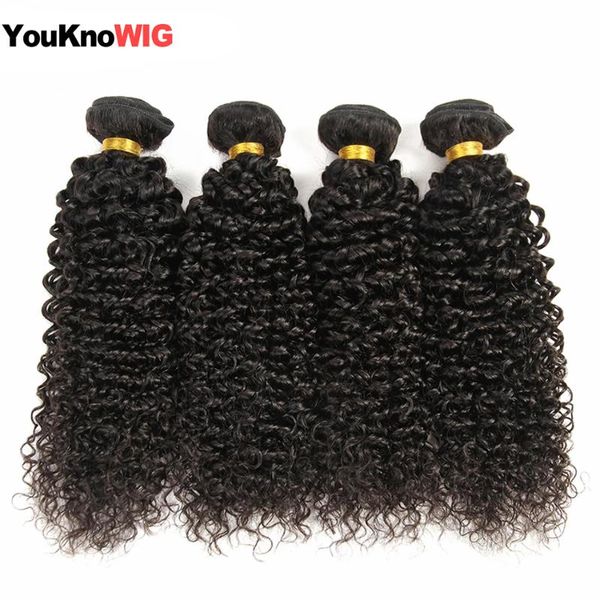 

human hair bulks mongolian kinky curly bundles remy youknowig 3 extension natural color weave, Black