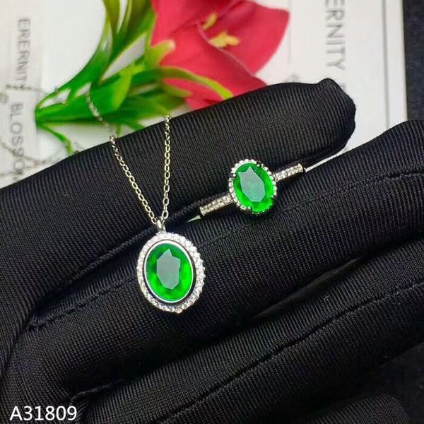 

bracelet, earrings & necklace kjjeaxcmy boutique jewelry 925 pure silver inlaid natural emerald female ring set with elliptical micro drople, Black