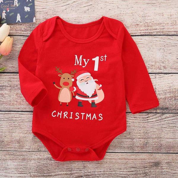 

rompers my 1st christmas 3-18m infant baby bodysuits boys girls long sleeve xmas santa letter printed bodysuit romper clothes, Blue